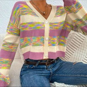 V-neck multicolor cardigan :)